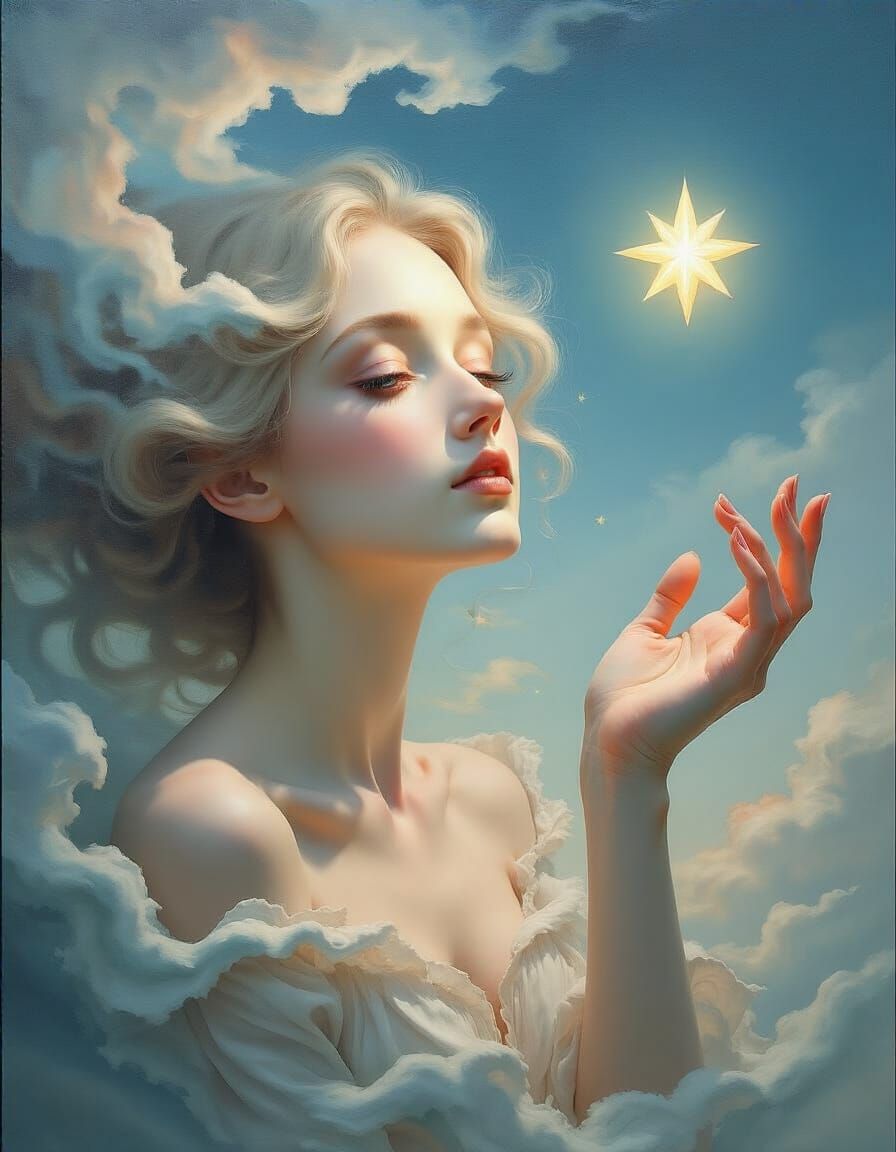 Ethereal Lady Portrait in Surreal Oil Painting