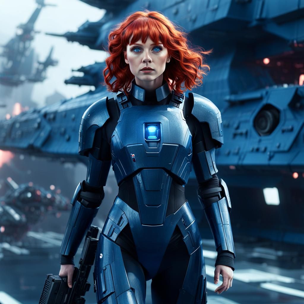 Futuristic Woman in Sci-Fi Battle Dress