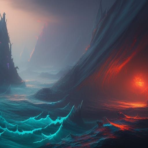 Fantastical Demon Ocean Matte Painting