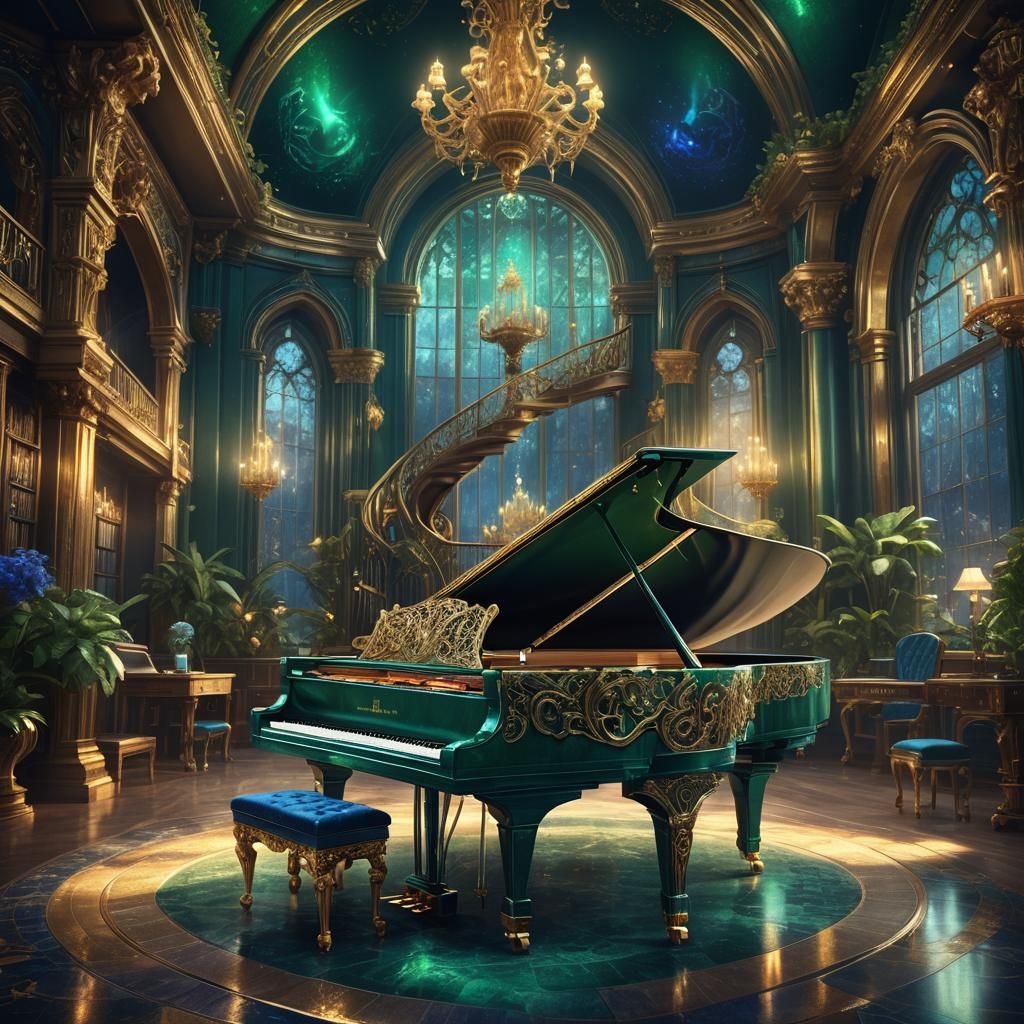 Mystical Grand Piano Concept Art in Unreal Engine 5