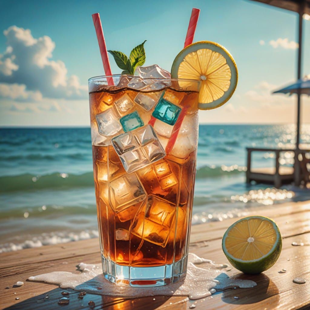 Watercolor Beachside Long Island Iced Tea