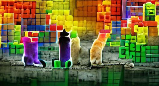 Cats Play Tetris: A Geometric Composition