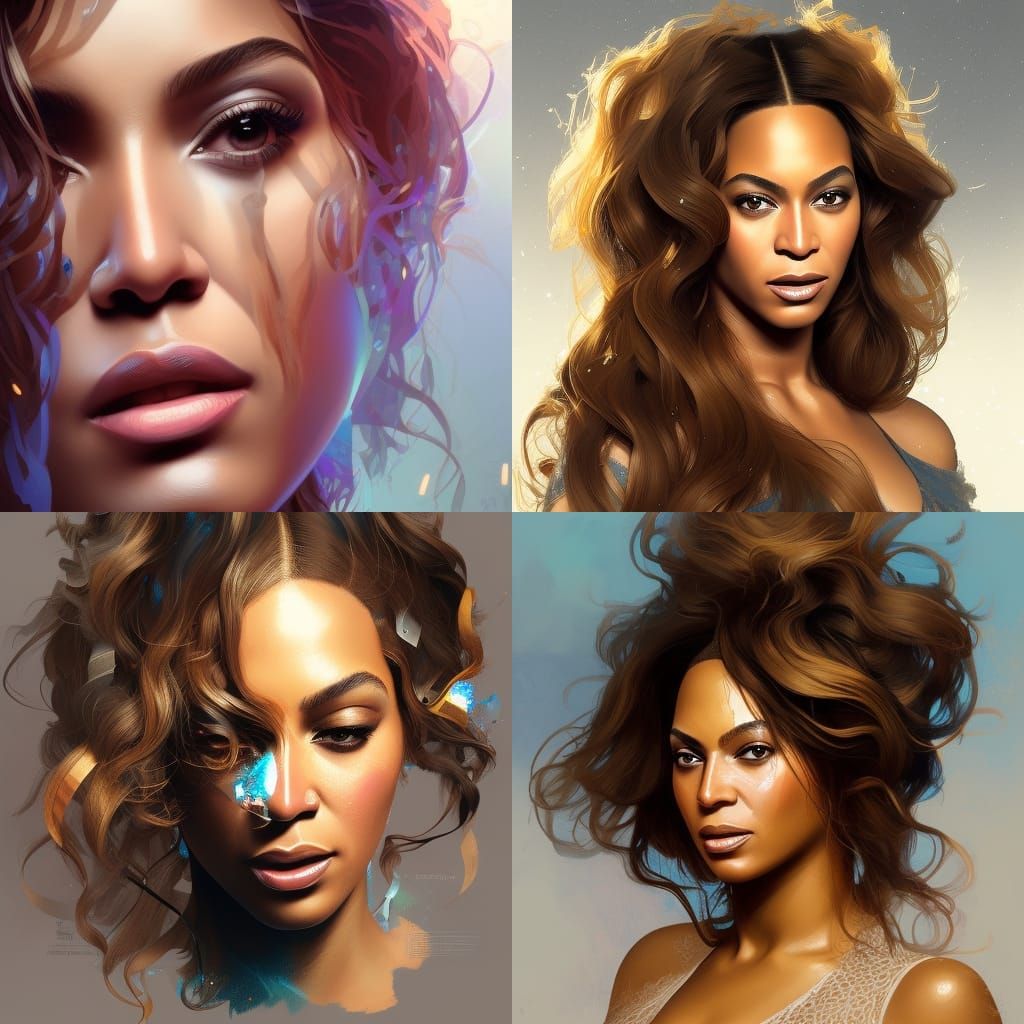 Hyperdetailed Portrait of Beyoncé in Art Nouveau Style