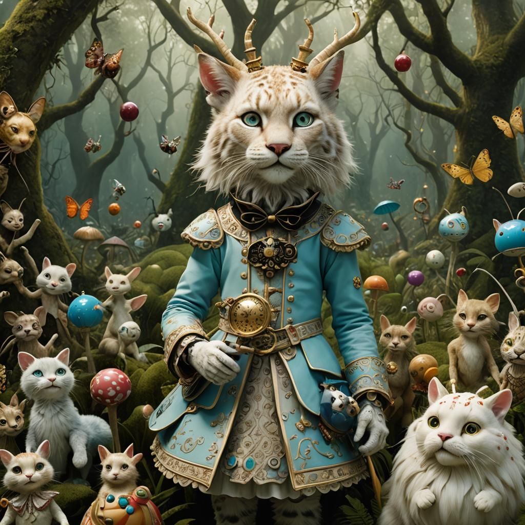 Lynx prince in a mystical forest