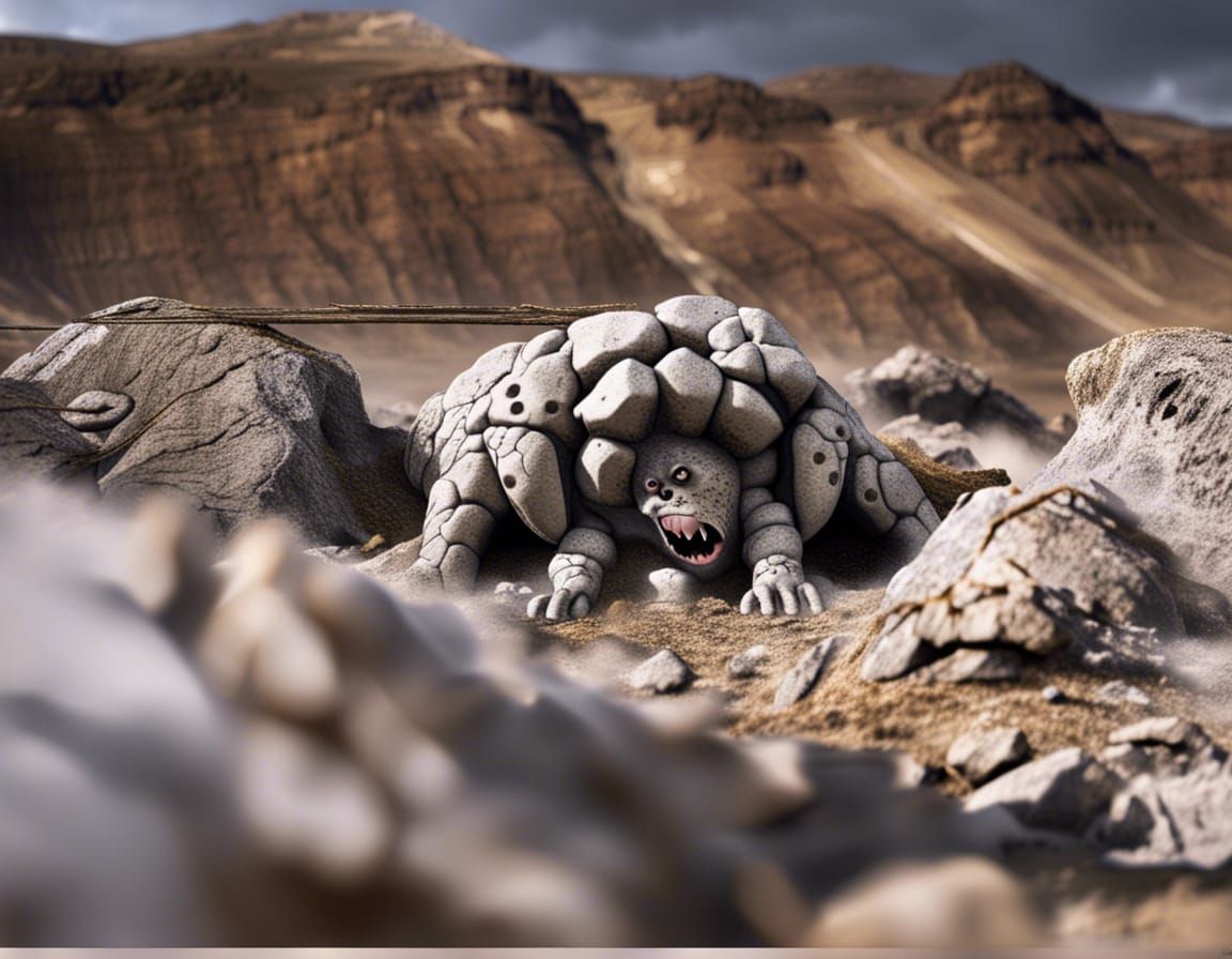 Rock Monster Awakens from Mountain