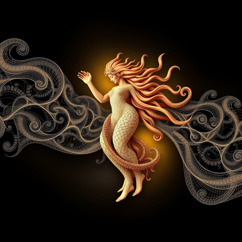 Venus Born in Vibrant Fractal Harmony