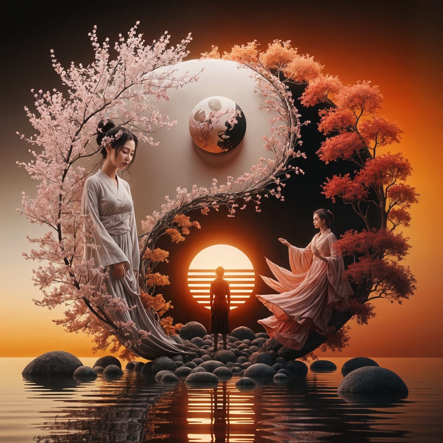 Surreal Yin-Yang: Nature and Human Harmony in 3D