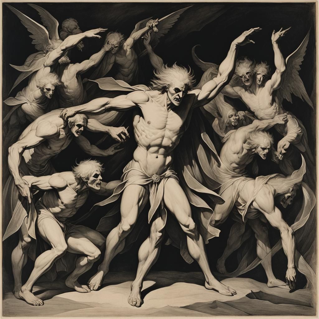 Grimdark Scene in Romanticism Style