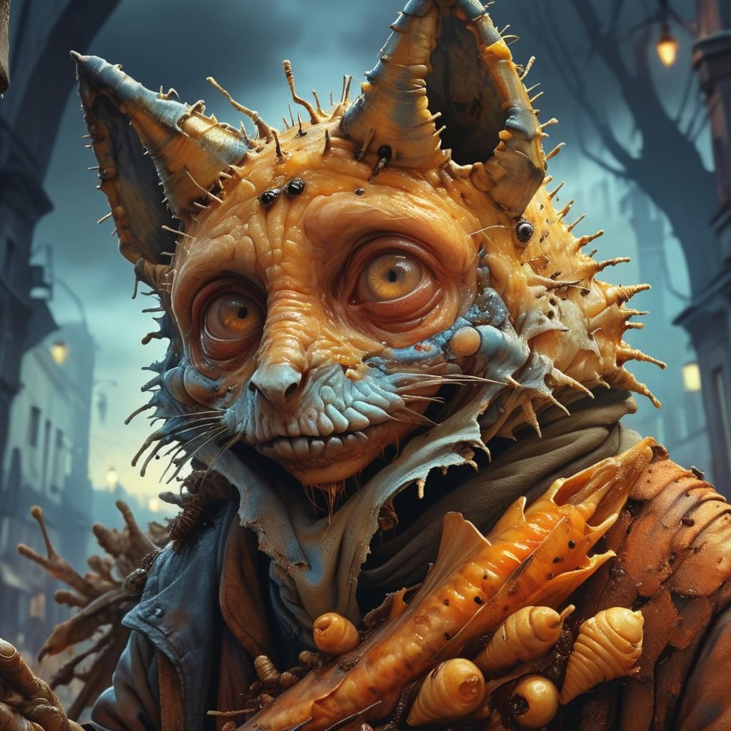 Boy with Maggots: Macabre Digital Art Portrait