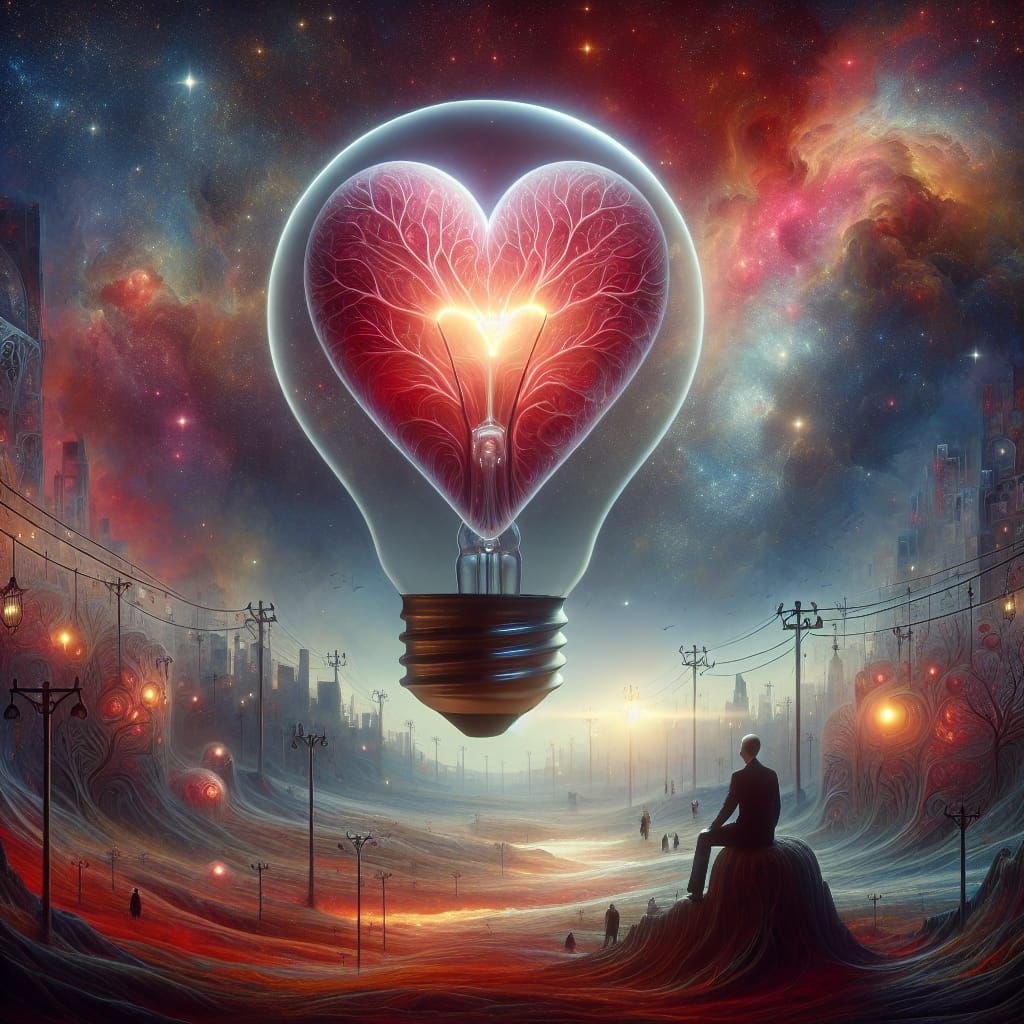Revealed in Split-Infinity, the Essence of Isolation, a Nubilous Heart-Shaped Idea Lightbulb