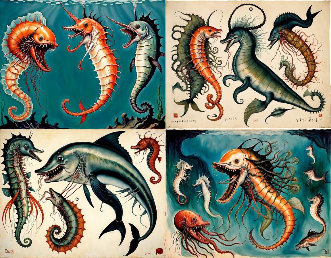 Surreal Indian Art Horror Scene: Sea Creatures Devour Human ...
