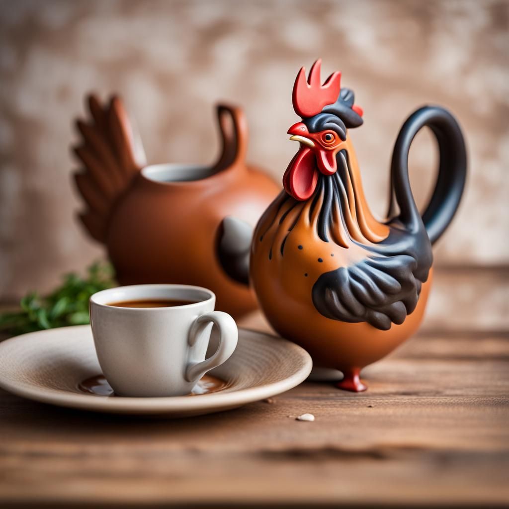 Bagel Clay Watering Can with Rooster Spout