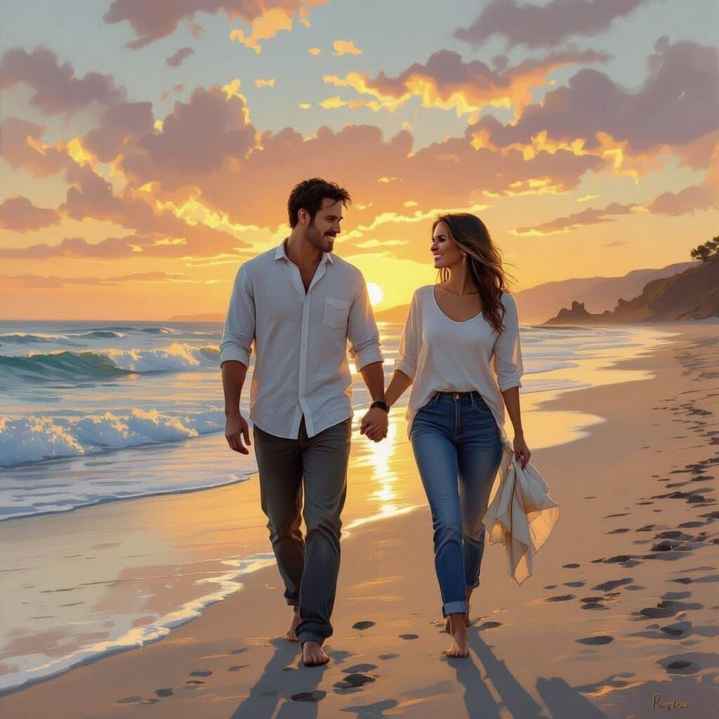 Romantic Sunset Portrait on California Beach