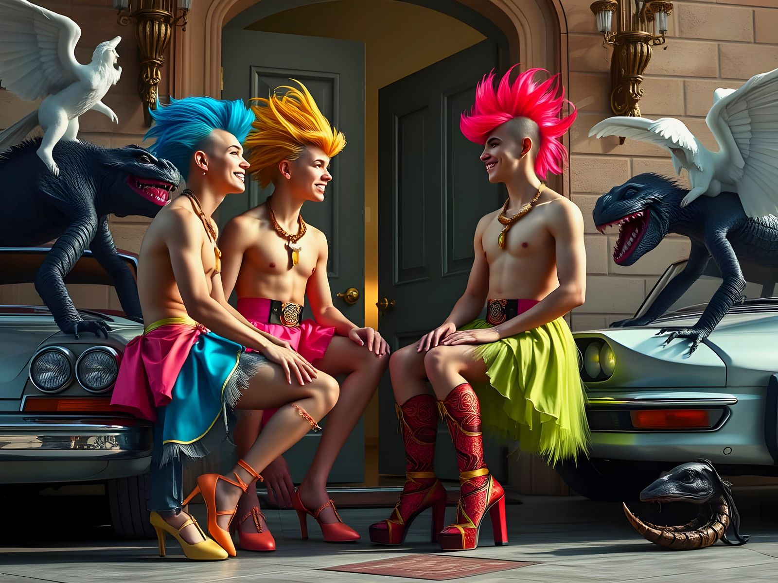 Surreal Ballet of Man-Creatures in Sci-Fi Style