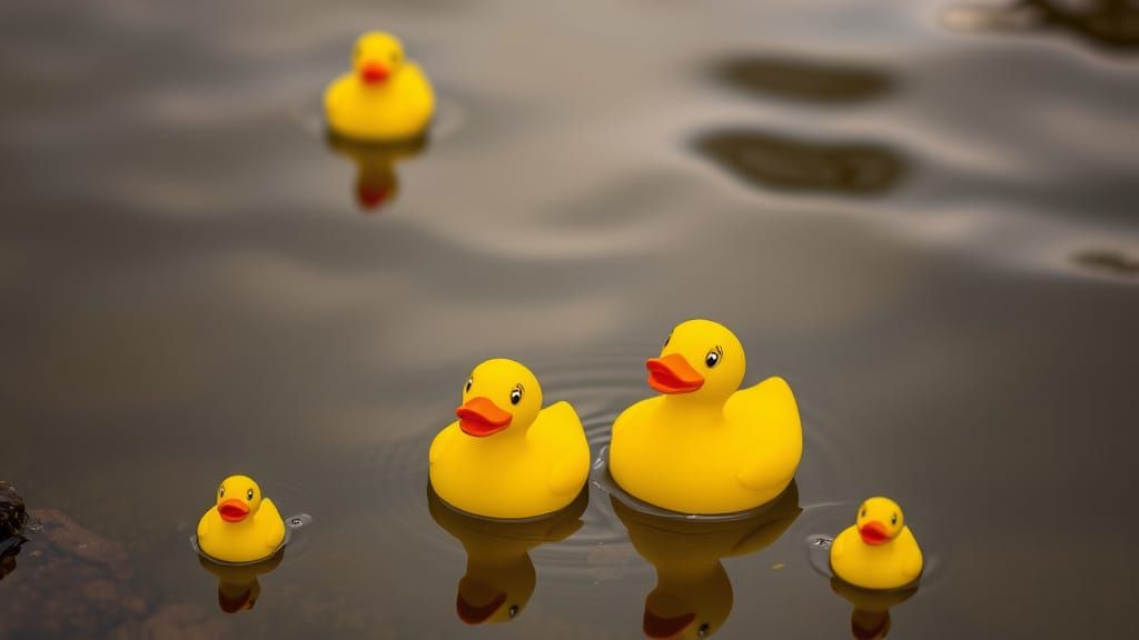 Vibrant Rubber Duck Collection in a Retro Color Palette