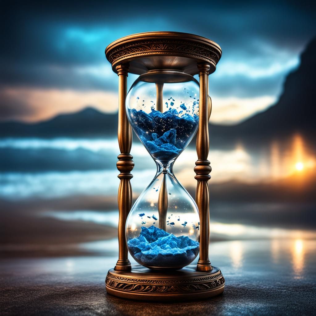 Hyperrealistic Hourglass Filled with Magic