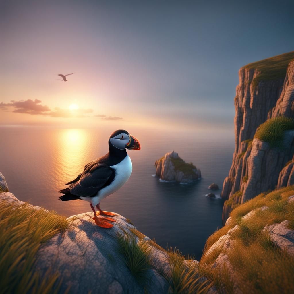 Puffin in the dawn