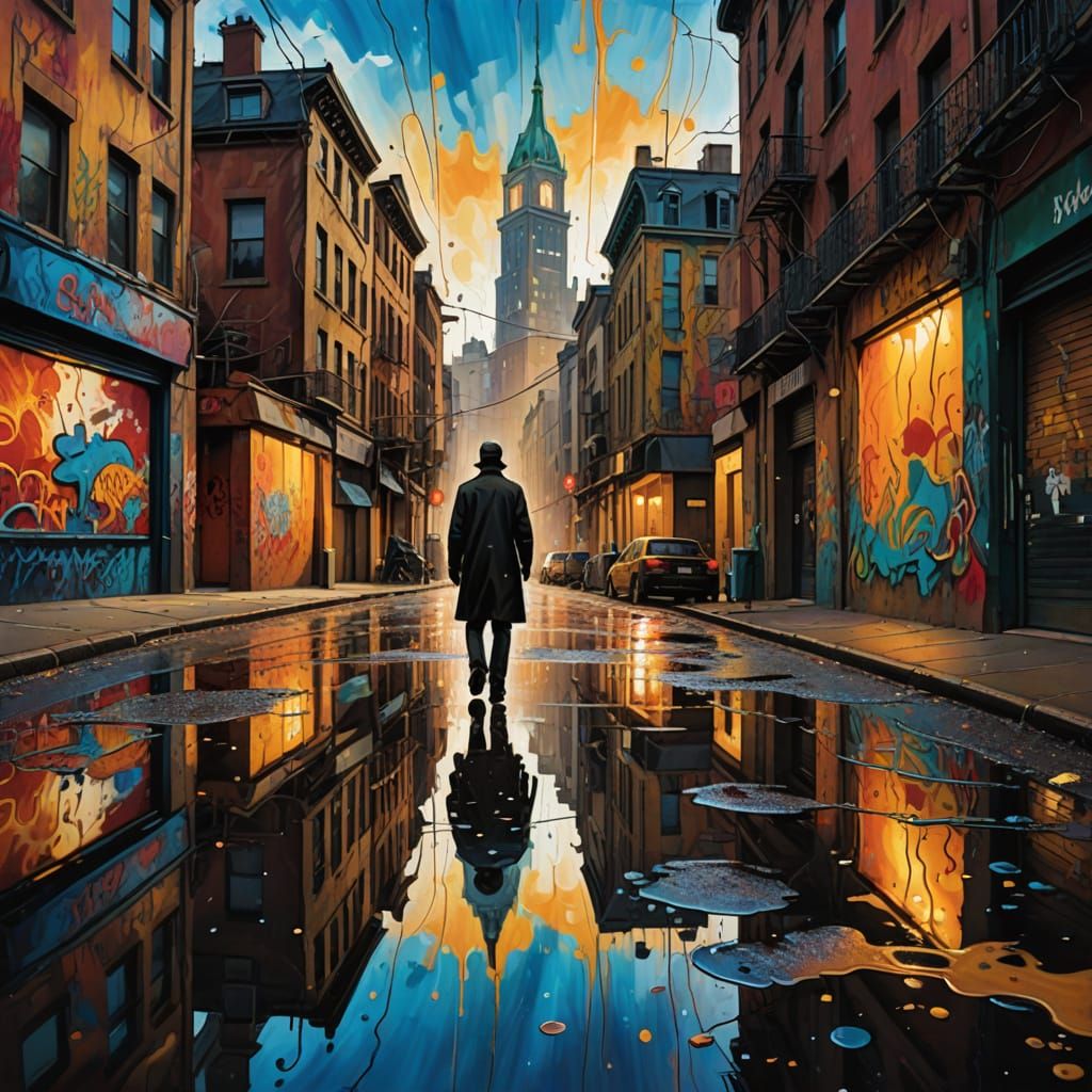 Surreal Cityscape in Vibrant, Melting Colors
