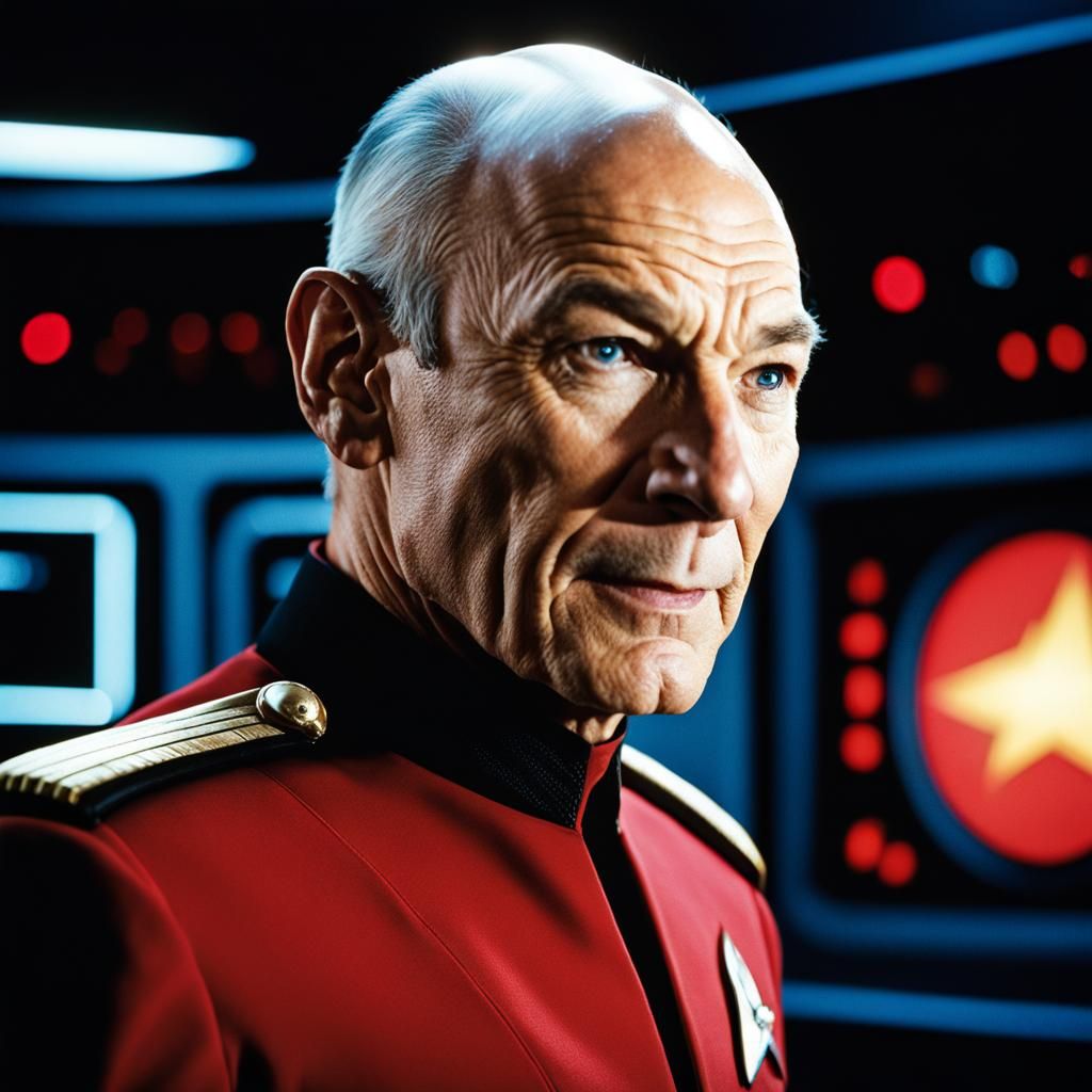 Young Patrick Stewart as Captain Picard in Starfleet Uniform