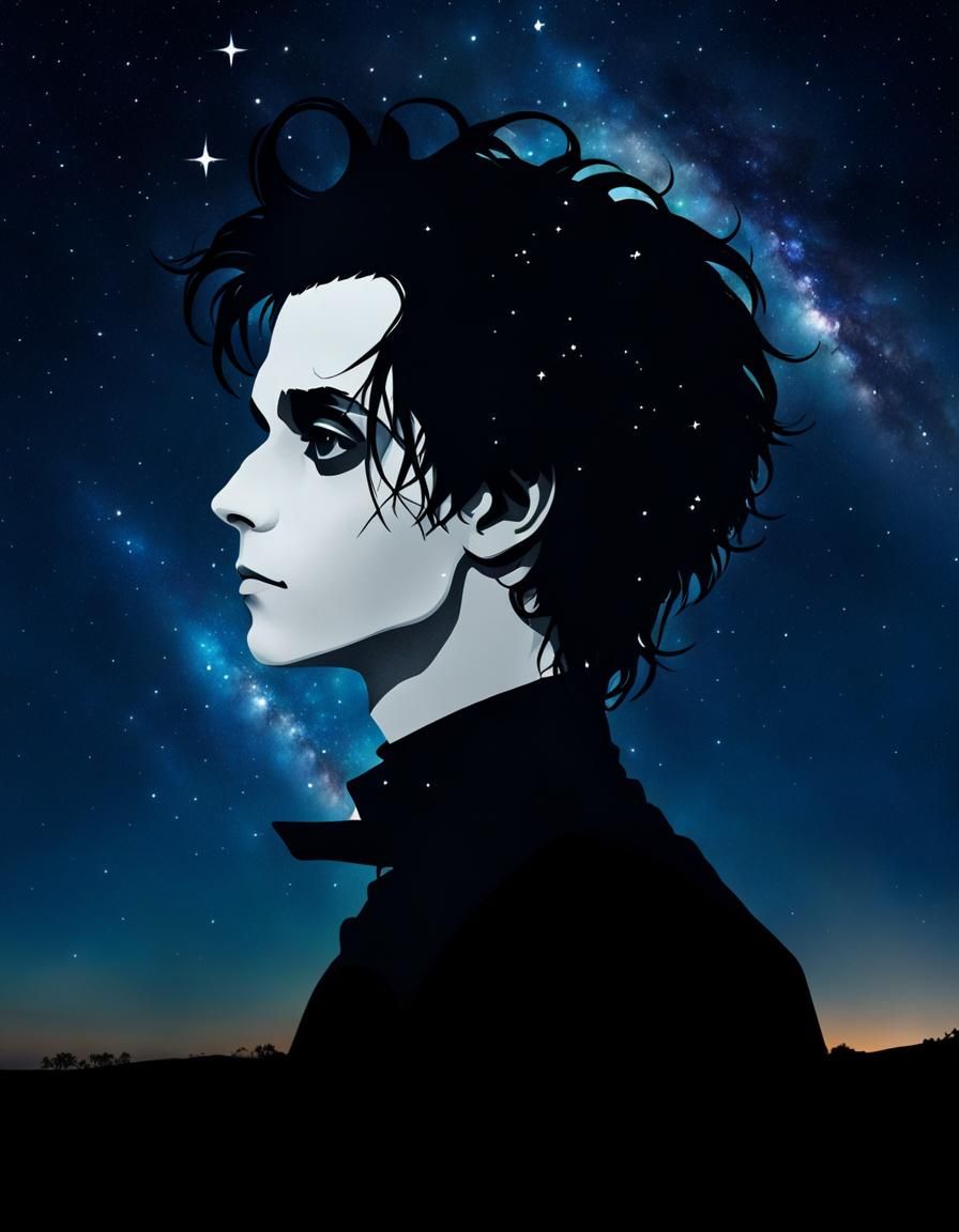 Edward Scissorhands Stargazing in Double Exposure