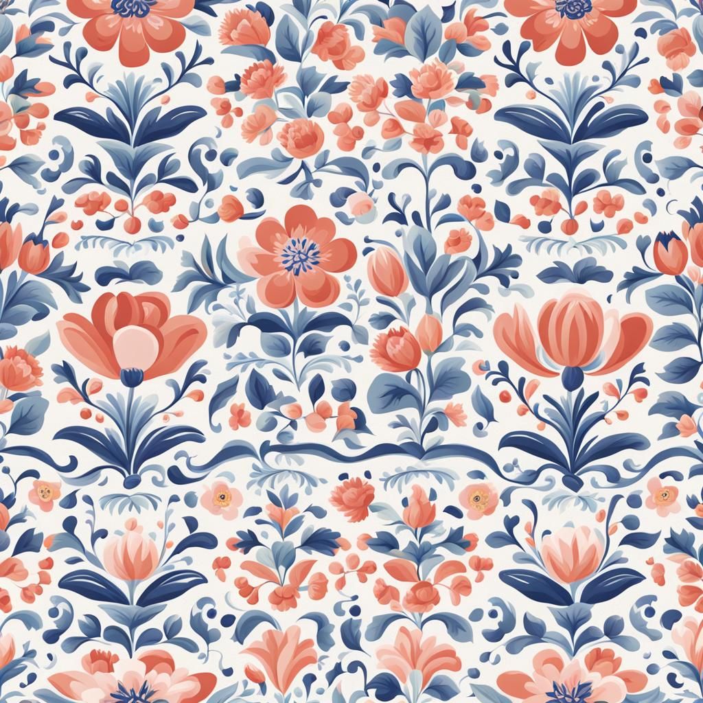 Delicate Dutch Porcelain Pattern in Pastel