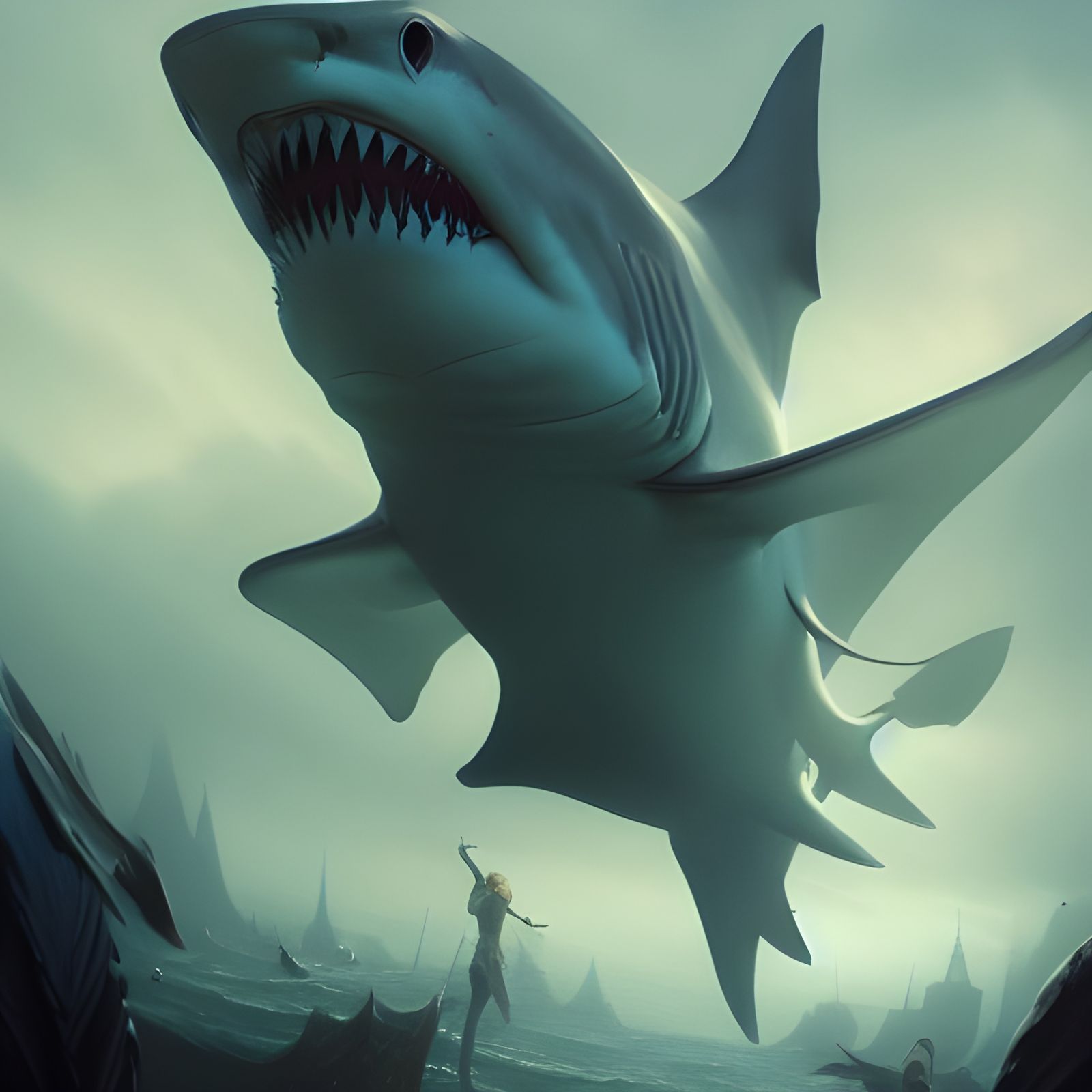 Dark Fantasy Shark Concept Art in 8K