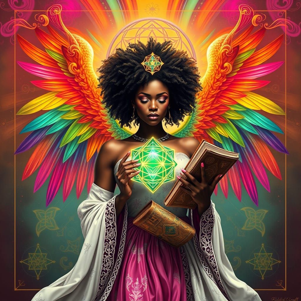 Archangel Metatron Radiating Rainbow Light, Loish Style