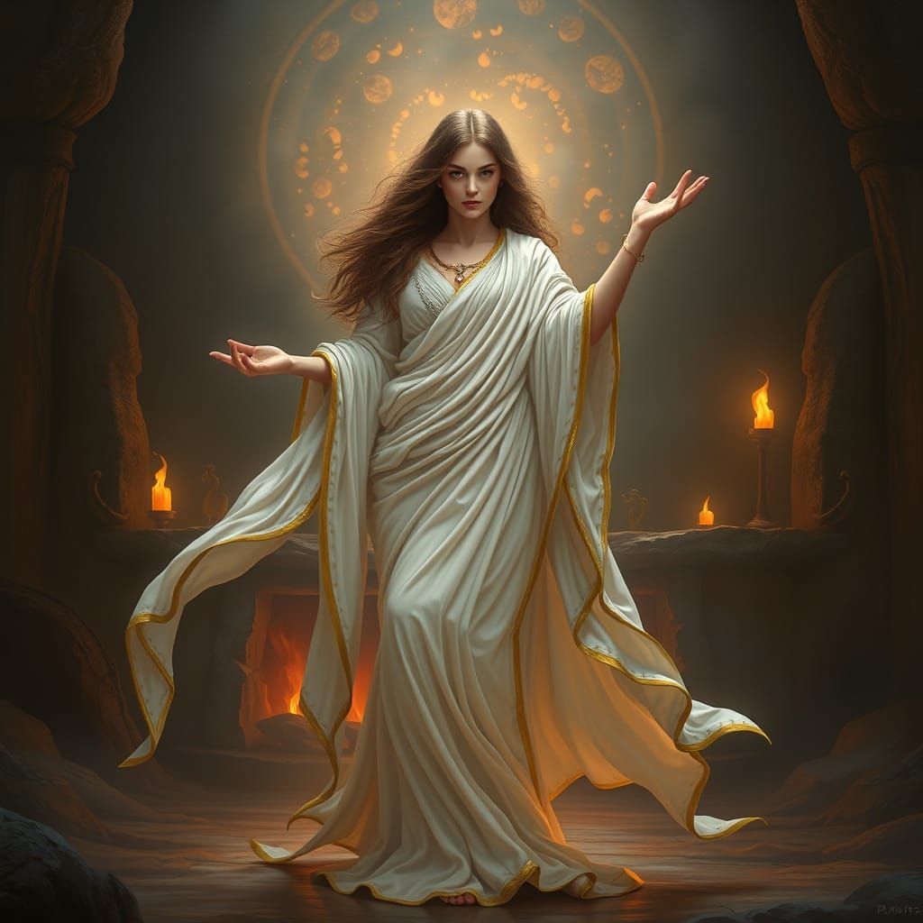 Hestia Goddess of Home in Divine White Robes