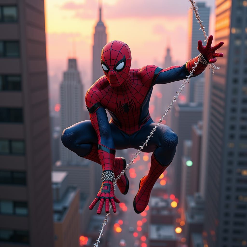 Spiderman in Metropolis: Cinematic Superhero Art