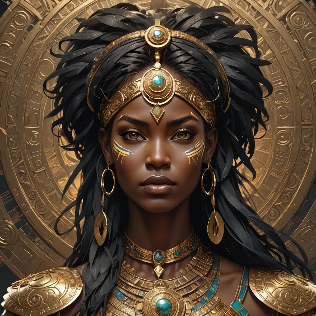 African Warrior Queen Portrait in Layered Paper Art