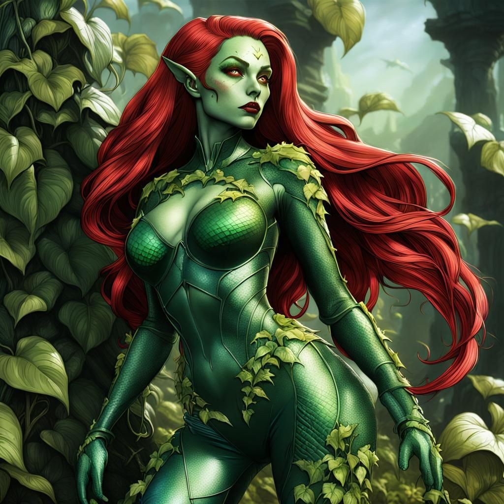 Poison Ivy in Latex Plant Suit, Fantasy Art