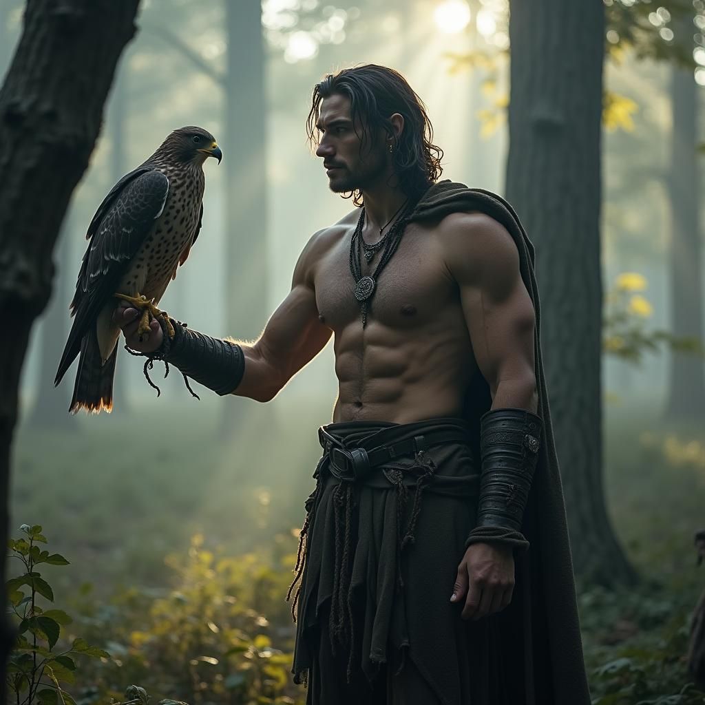 Falconer Einar in Misty Medieval Forest