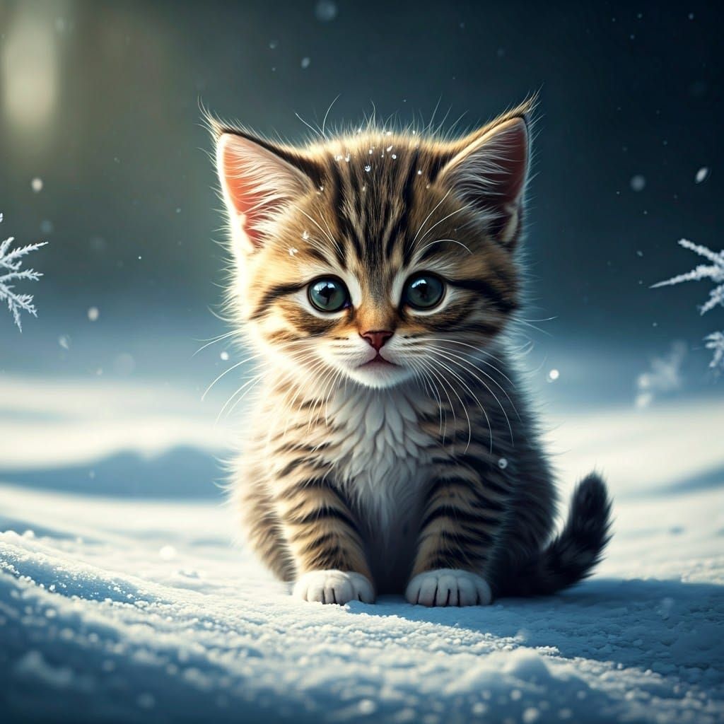 Kitten in Winter Wonderland: A Matte Painting