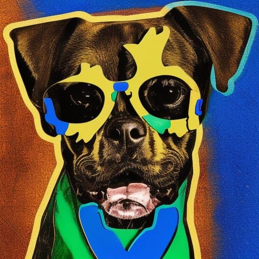 Dog in Glasses: Expressionistic Mixed Media Collage