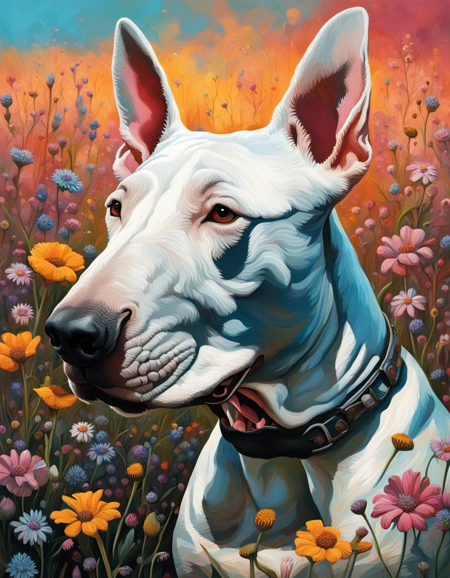 Bull Terrier Portrait in Tretchikoff Style