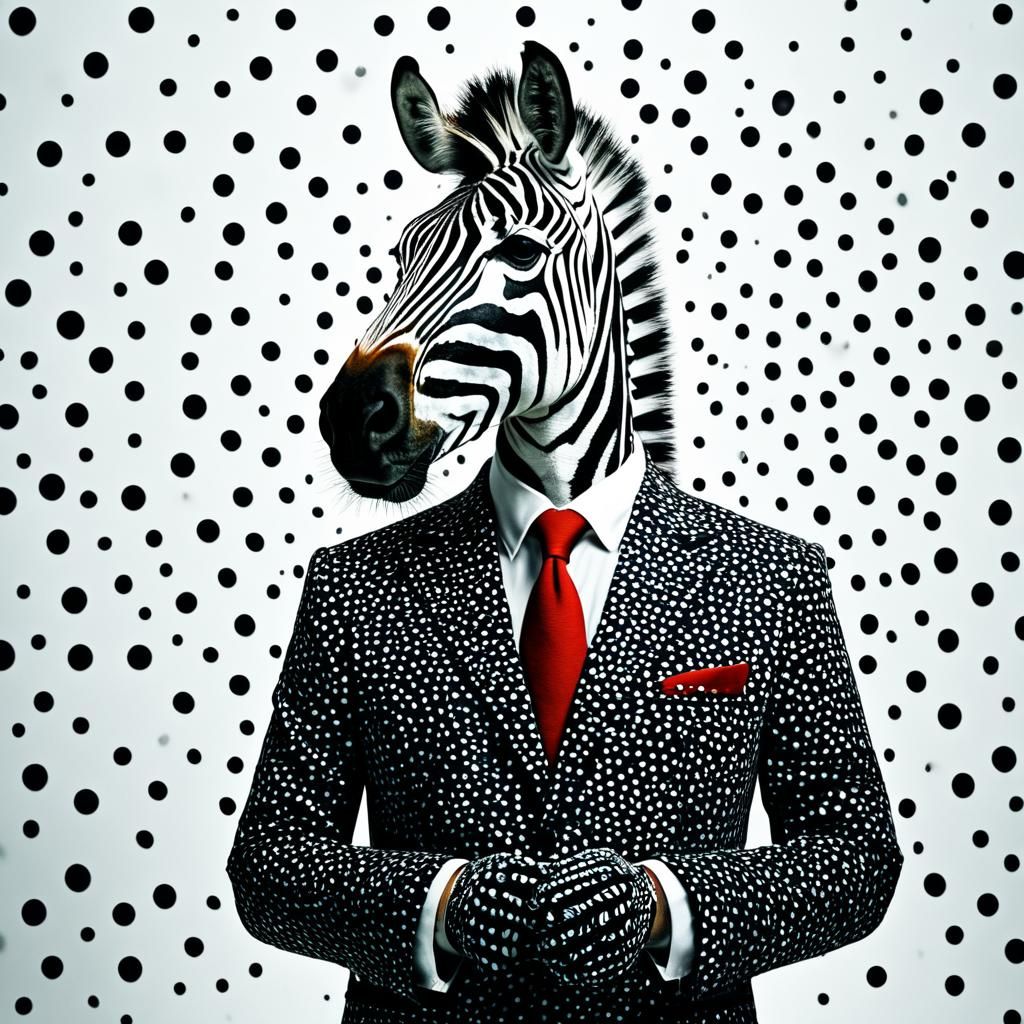 Zebra in Suit with Polka Dots, Fine Art Photography