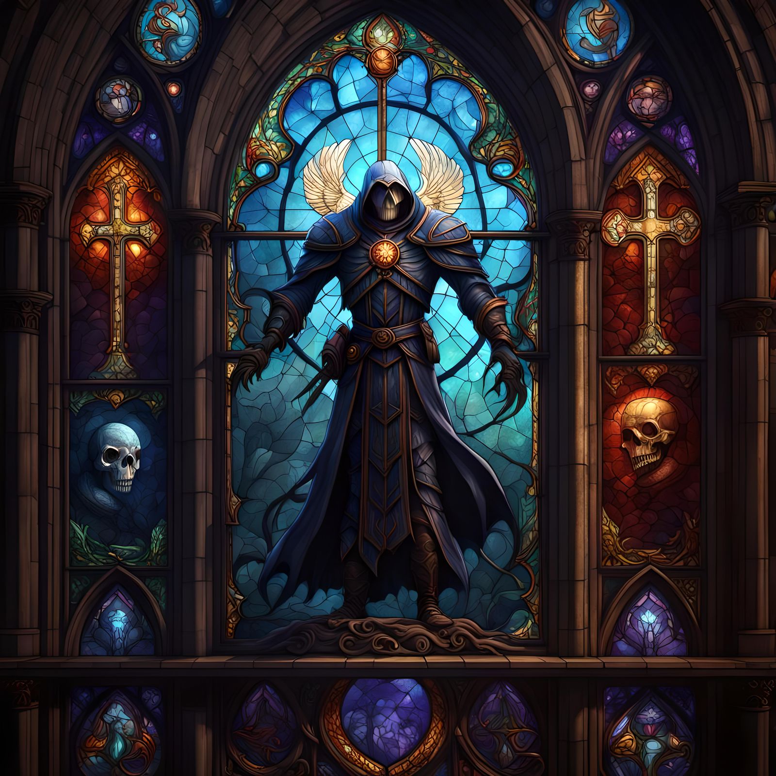 Church Stained Glass Window: Necromancy and Alchemy