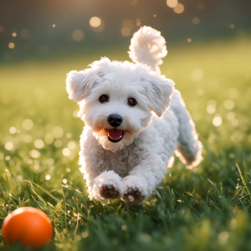 Adorable Chibi Schnoodle's Playful Chase