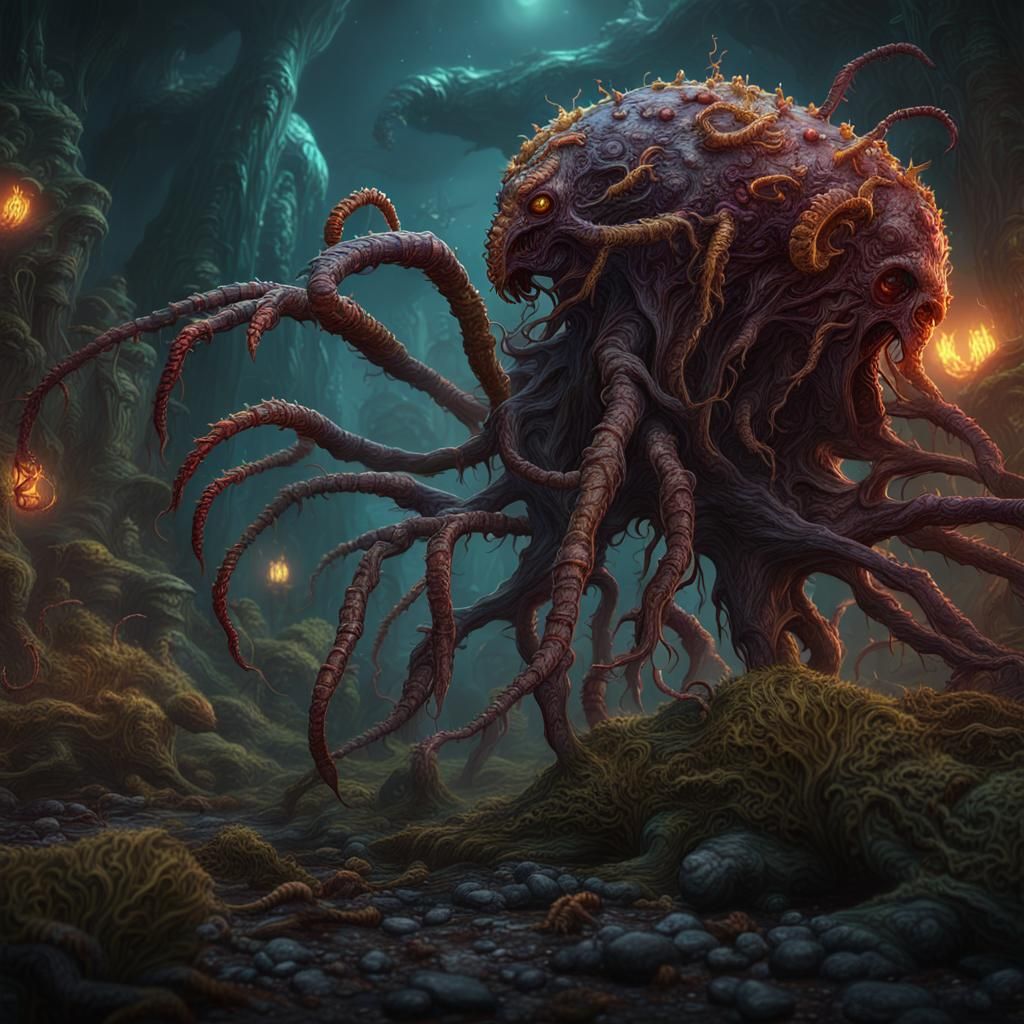 Lovecraftian Alien Cordyceps Zombie Virus Digital Painting