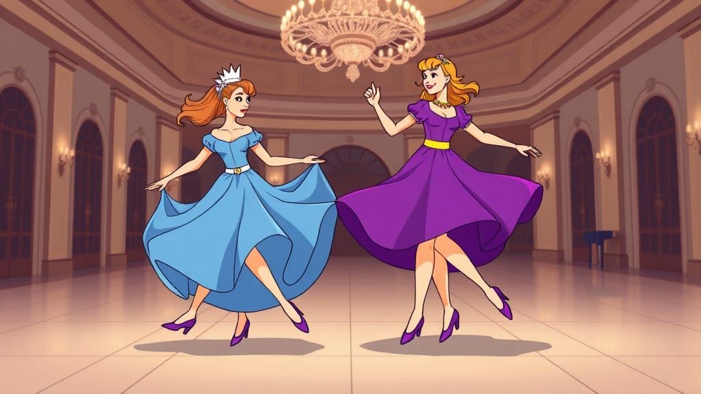 Cartoon Princesses Tap Dancing at High Speed