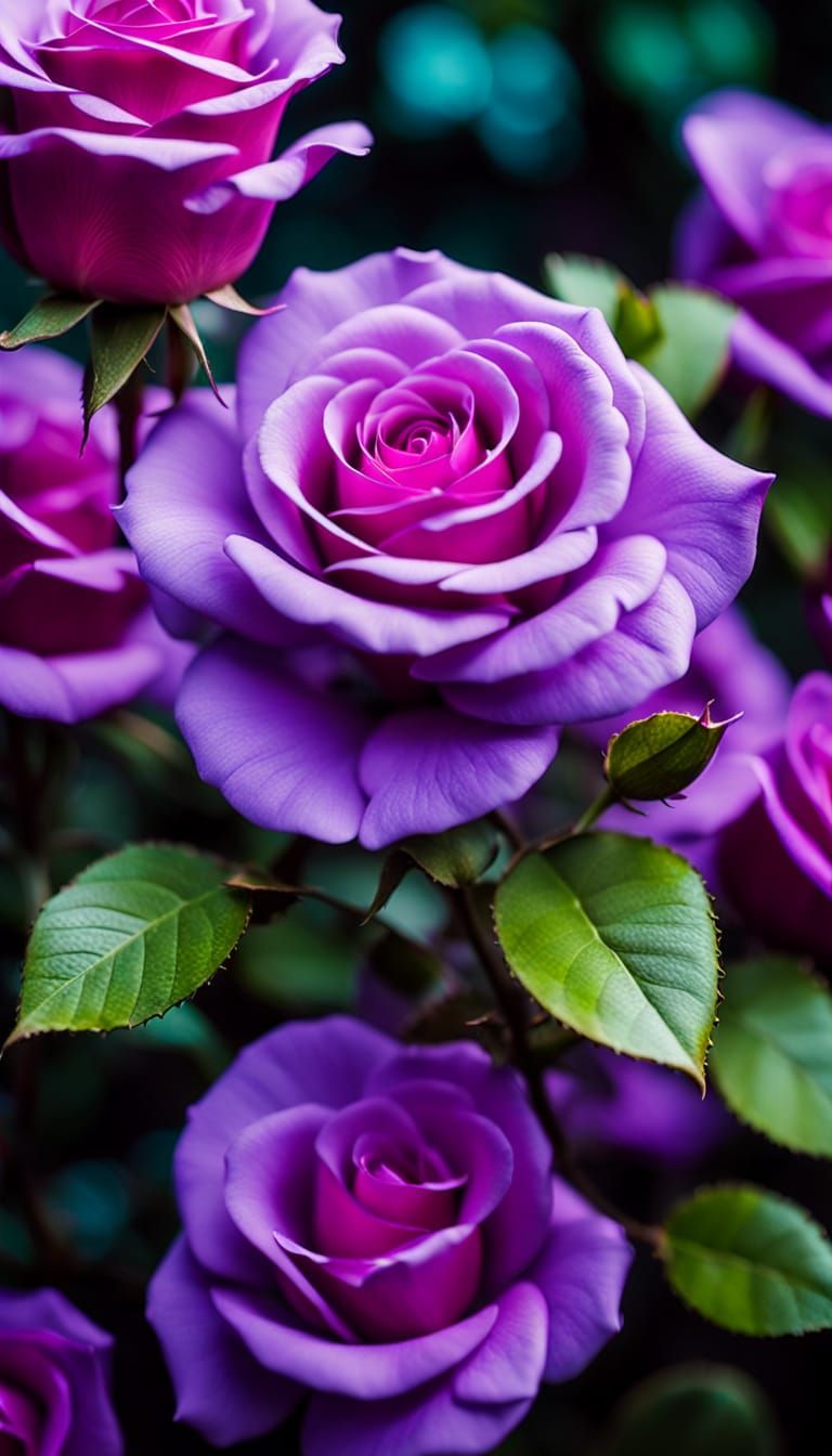 Twisting Infinity Number 8 Landscape with Purple Rose Bush i...