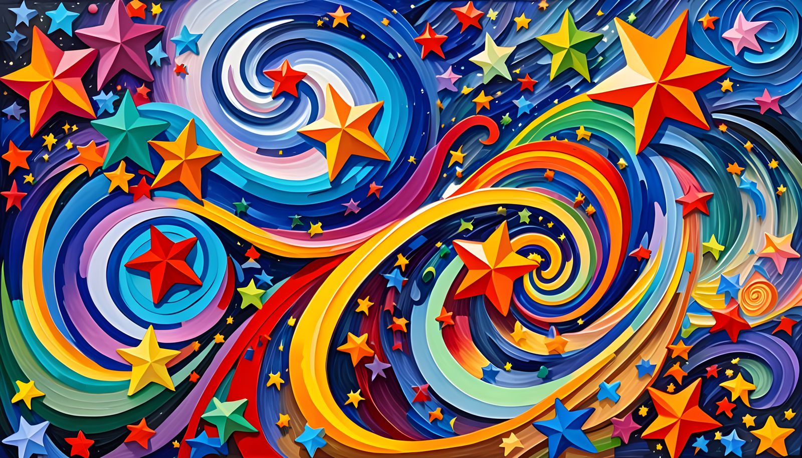 Surreal Impasto Cosmos with Iridescent Plasma Vortexes