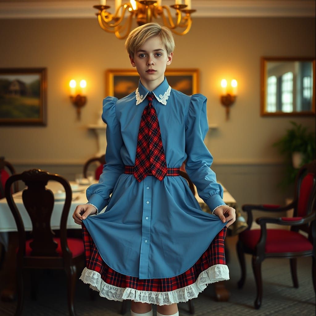 Elegant Young Man in a Dramatic Dining Room Scene
