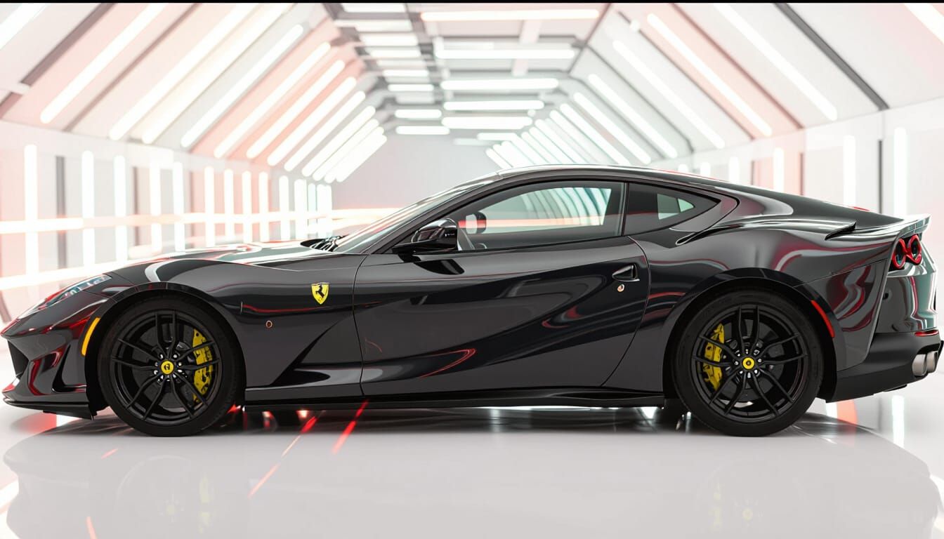 Ferrari 812 Superfast in Red Neon Tunnel