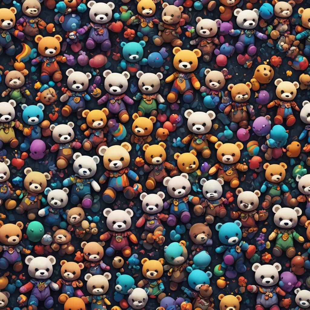 Colorful Teddies Symbolize Pride and Unity in Matte Painting