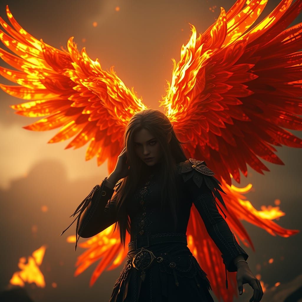 Goth Goddess Ascends from Flames in Epic 3D Cinematic Style