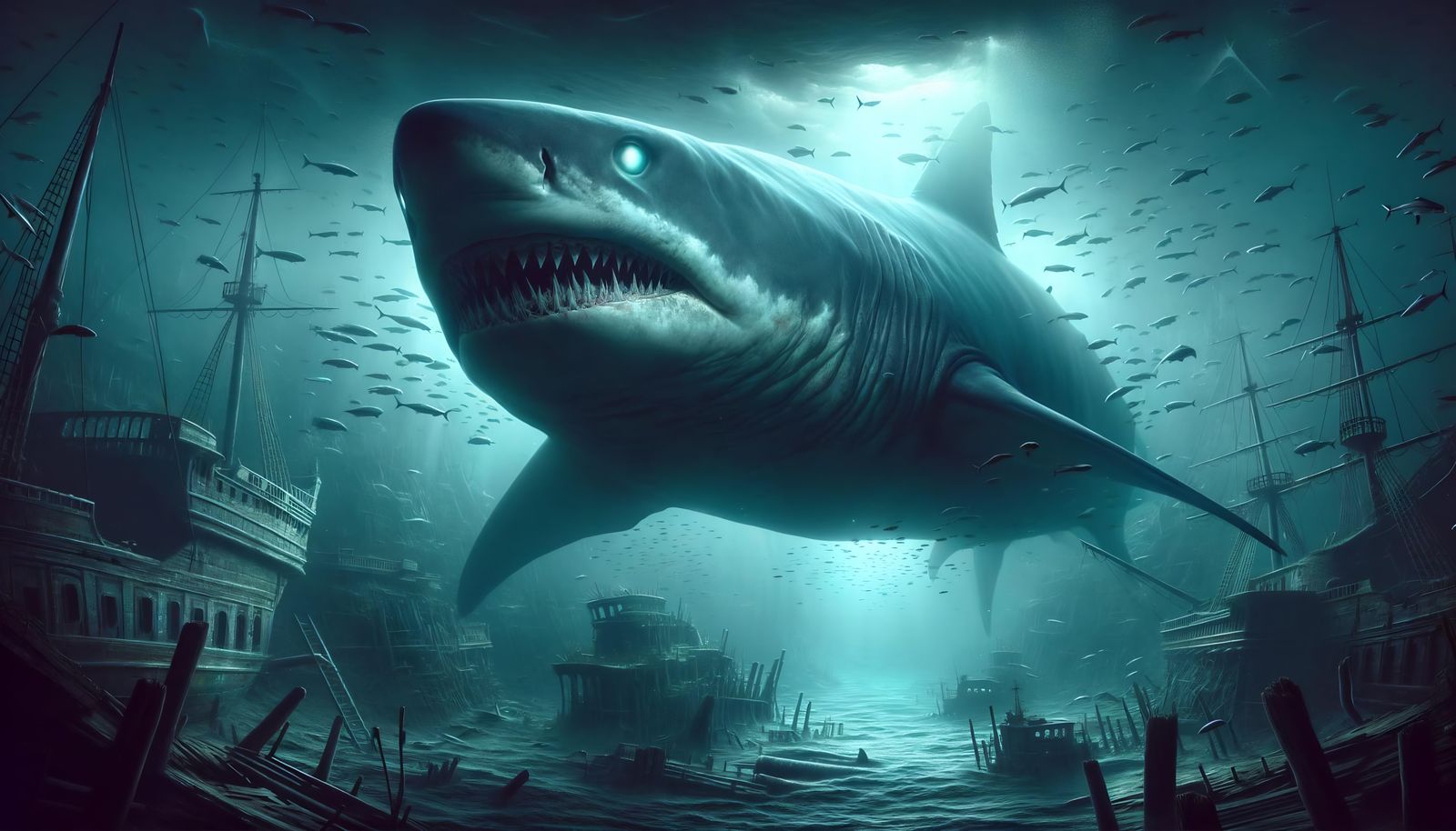 Giant Shark Illustration: Apex Predator of the Deep