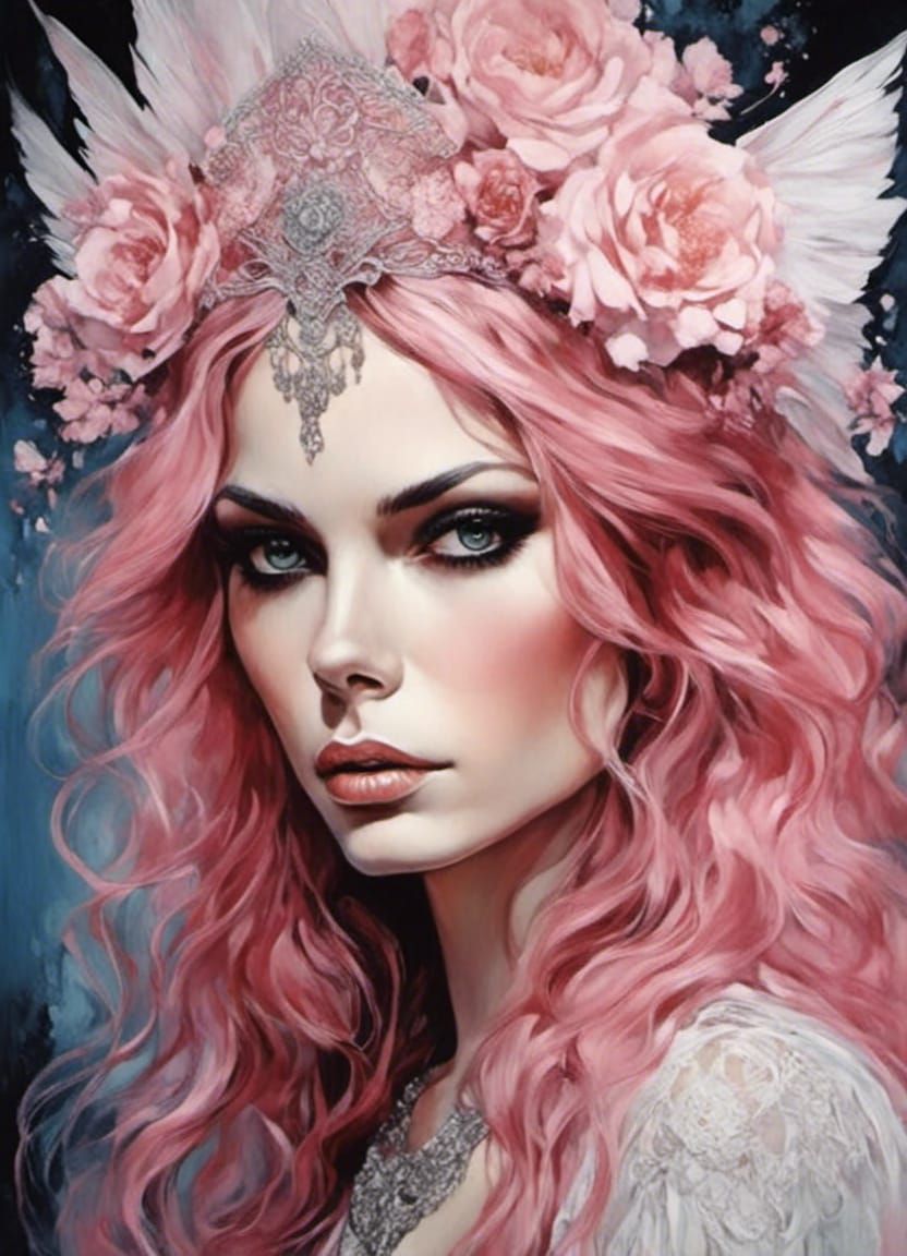 Fairy-Tale Princess Portrait with Wings and Tiara