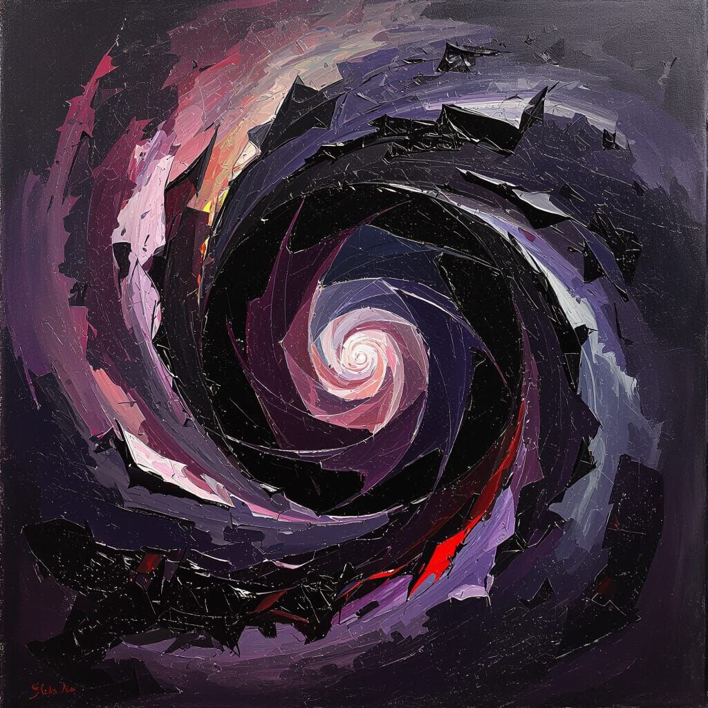 Dark Abstract Vortex of Decaying Matter in Expressionist Sty...