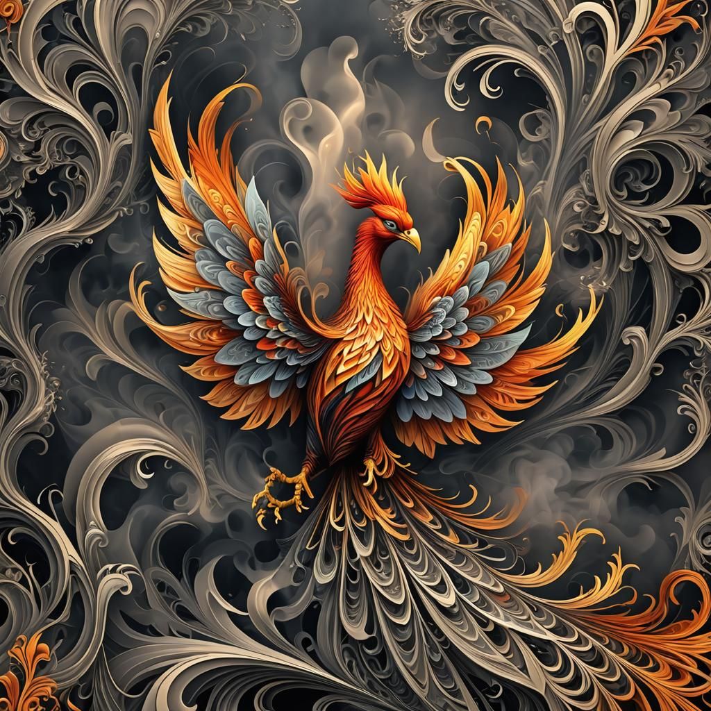 Abstract Phoenix Rising: Vector Fractal Art